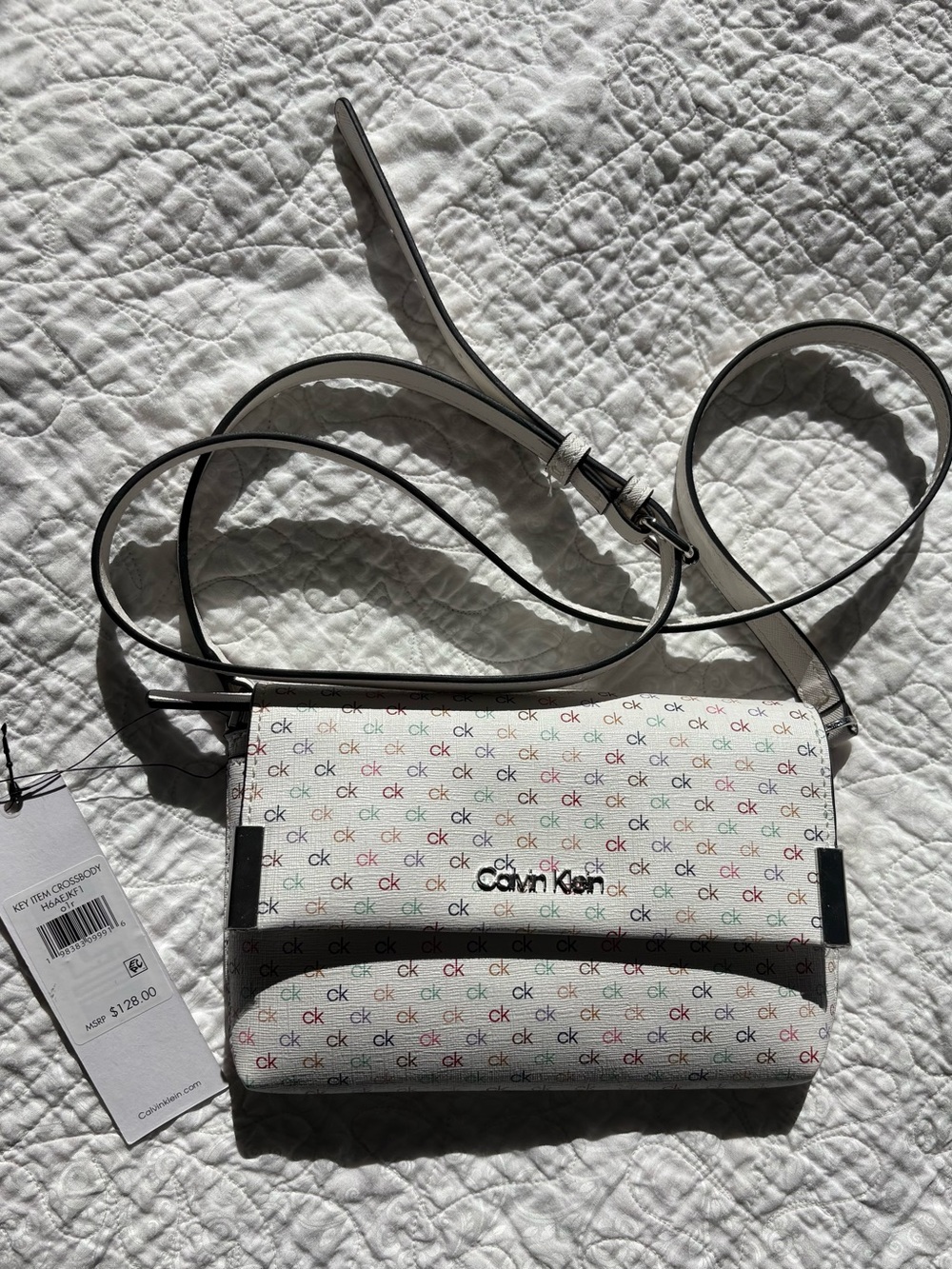Calvin Klein White Multicolor CK Logo Crossbody Bag